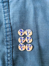 Image 1 of Blue face buttons set of 6  1.4cm diameter 