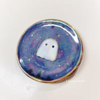 Image 3 of Deep Blue Mini Ghost Trinket Dish With Rainbow Effect (2.5 Inches Diameter)