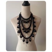 Image 5 of The Venus Necklace XL - Clear Quartz Crystals and Classic Black Leather 
