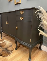 Image 3 of Stunning black sideboard with Queen Anne legs 