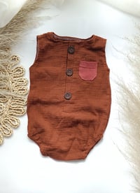 Image 1 of Photo prop - Baby Boy Bodysuit for Photoshoot - Kian - 9-12 or 12-18 months - rusty