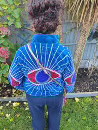 Image 4 of Wanderlust - Velvet evil eye protection jacket - bright blue 6-12 uk