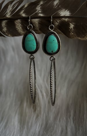 Image of Kingman Turquoise Hoops - Pair 2