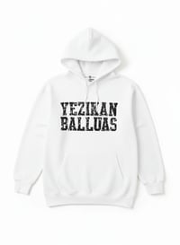 Image 3 of YB White Eroded Print Heavy Blend Fleece Pullover Hoodie 