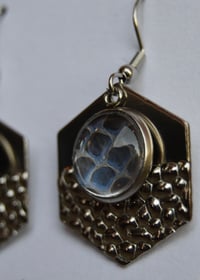 Image 2 of Ocean Blue Hexagon Snake Shed Earrings
