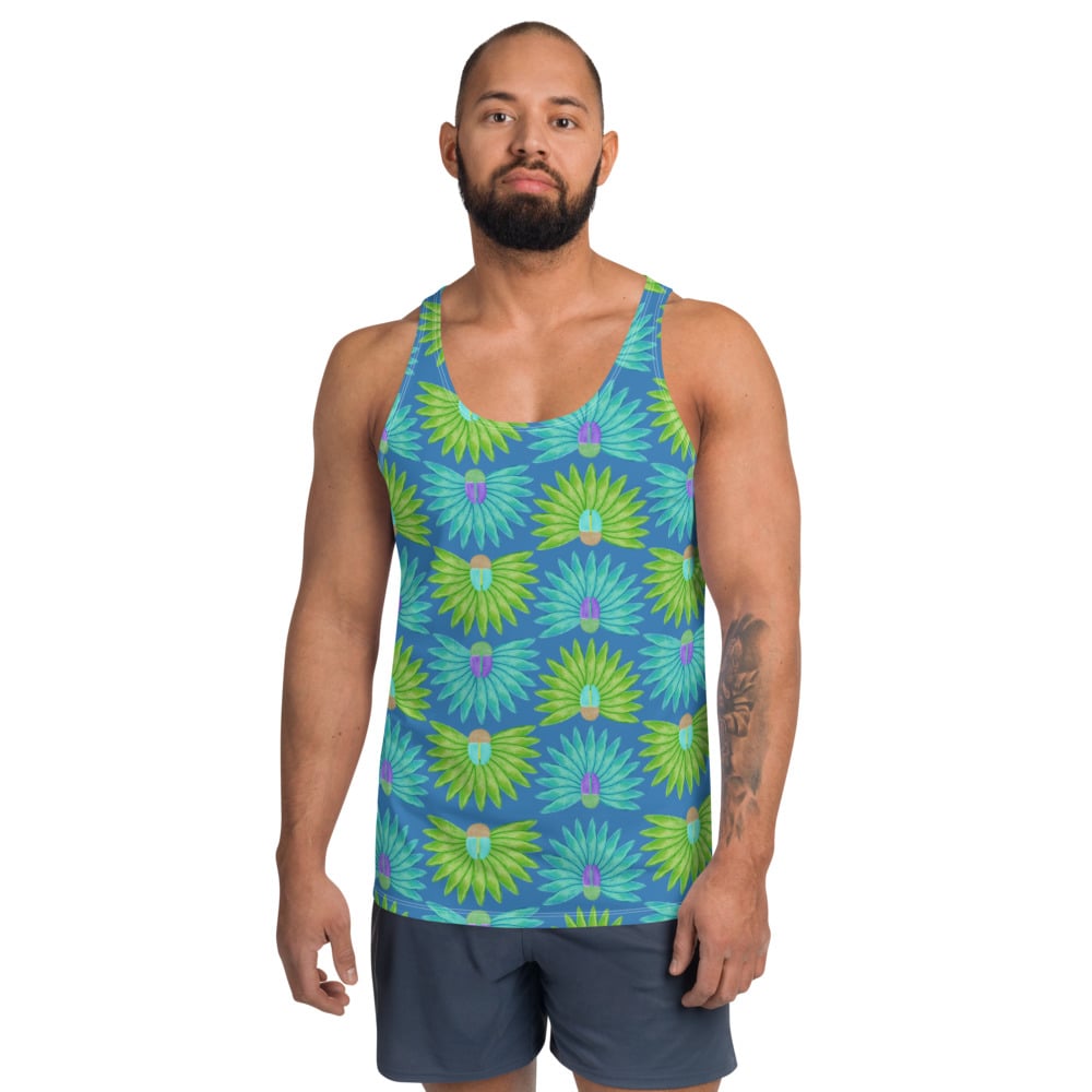 Image of Beetle Leaf Unisex Tank Top French Blue2