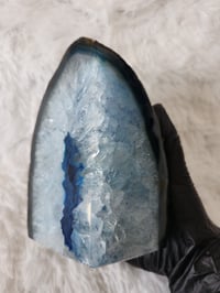 Image 4 of 6lb Blue Agate Geode Rough Edge Crystal - 2pc Set 