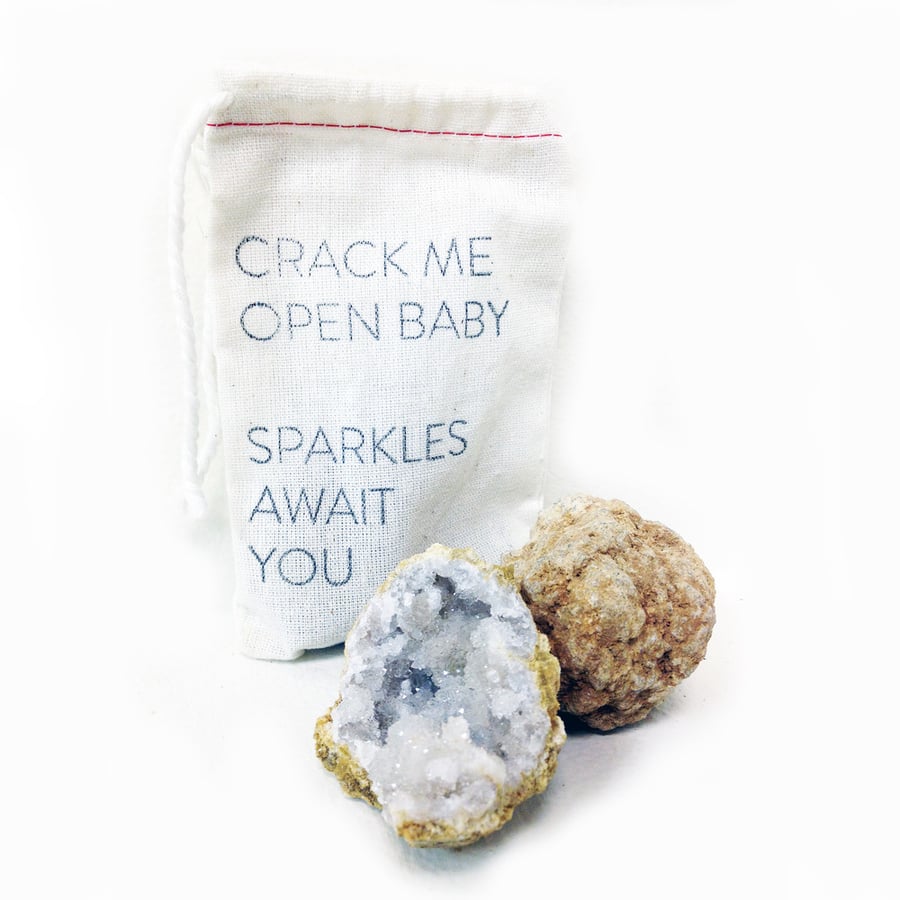 Image of CRACK ME OPEN BABY SPARKLES AWAIT YOU Geode