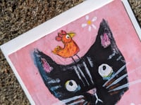 Image 4 of Black cat, daisies and mini chick