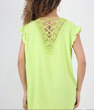 Image of Cap Sleeve Back Lace Design Blouse Top