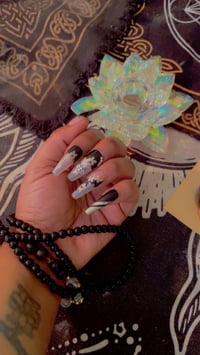 Image 2 of Nails - Long (Black w/Design)