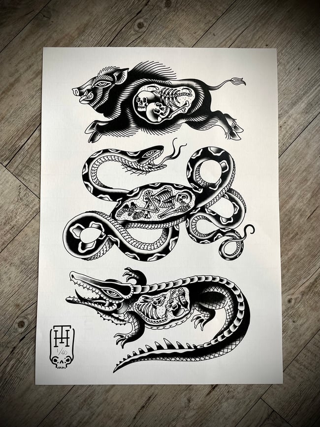 ‘MANEATERS’ A3 PRINT 
