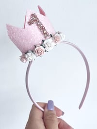 Image 1 of Baby Pink Headband Birthday Crown