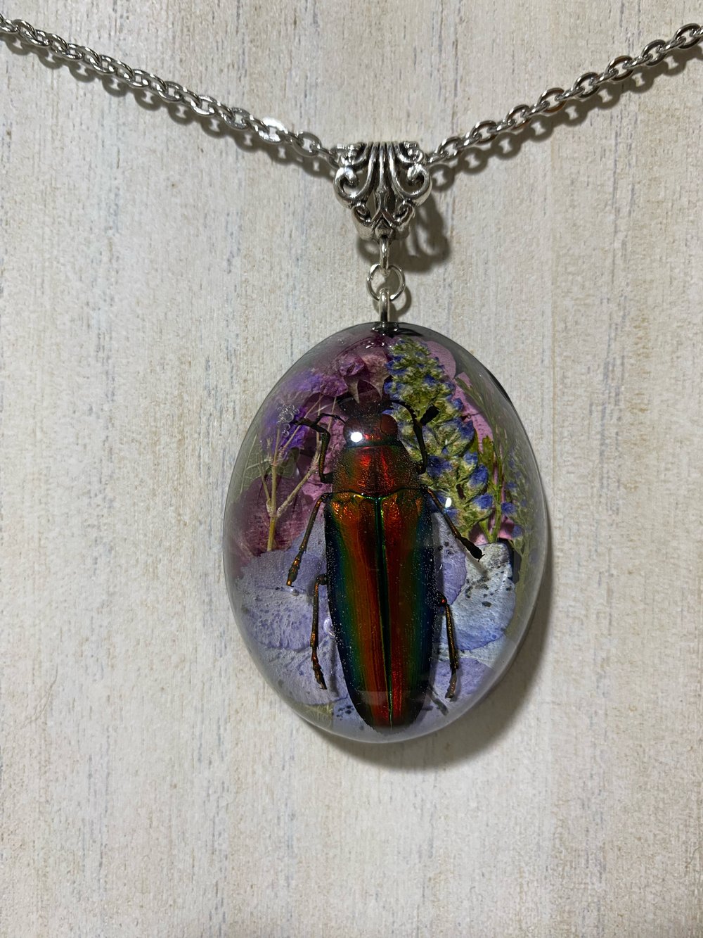 Jeweled beetle pendant 