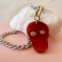 Image 8 of XL Agate Skull Necklace on Chunky Chain