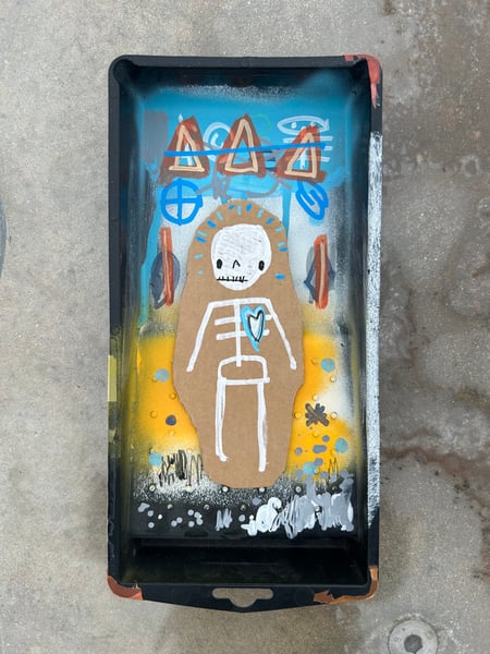 Image of  Carboard skel  paint tray shrine #2