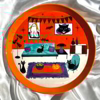 Image 1 of Retro Halloween Room Scene Plate