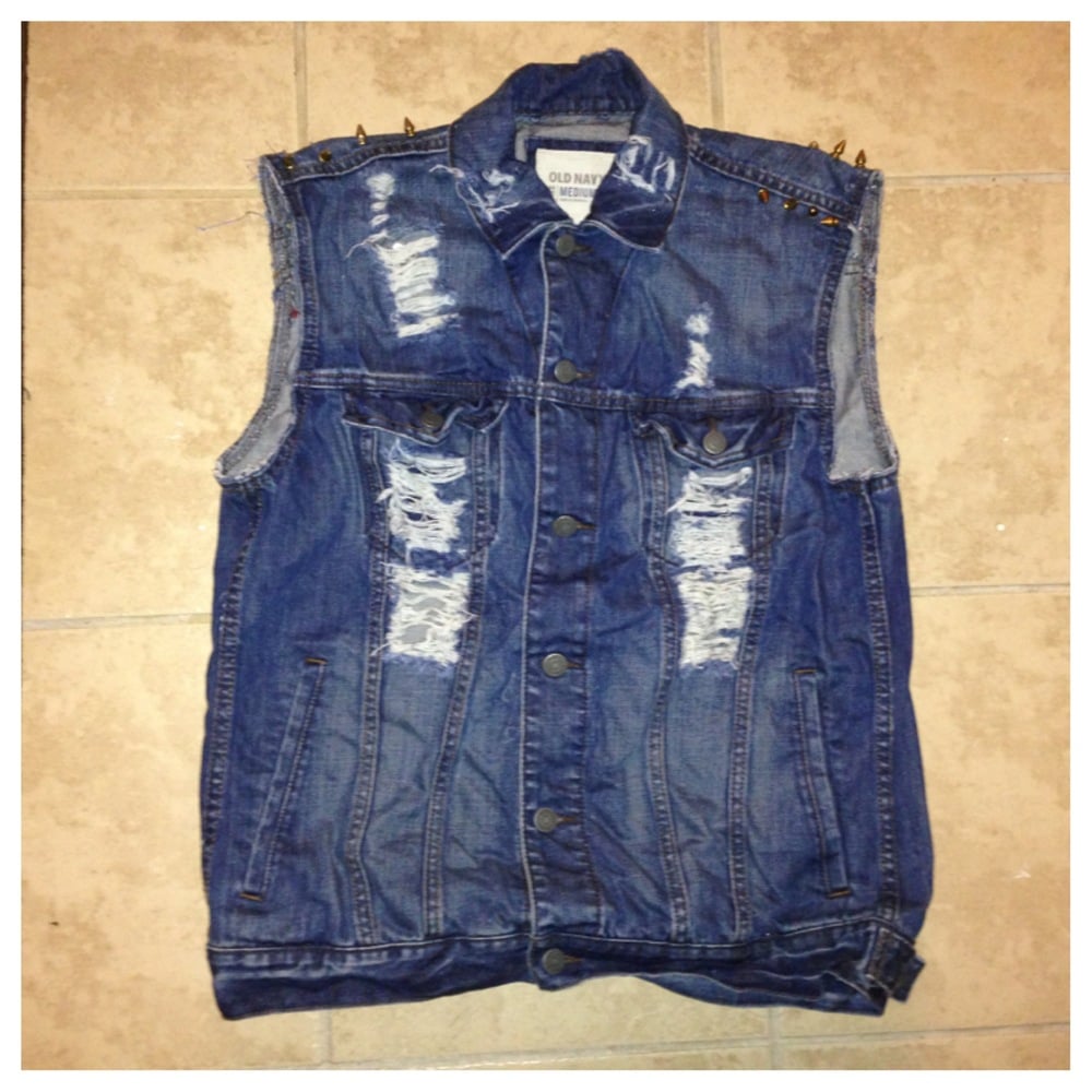 spiked denim vest