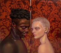 Image 1 of “Othello and Desdemona” Original painting on wooden box 