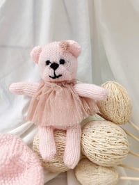 Image 1 of Knitted photo prop | photoshooting set | lady teddy bear and bonnet | pink