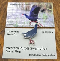 Image 1 of Western Purple Swamphen - No.148 - UK Birding Pins 