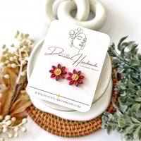 Image 1 of Claret Sunflower Studs