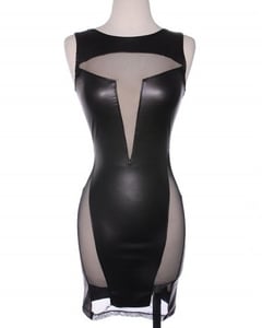 Image of Leather Cut-Out Dress