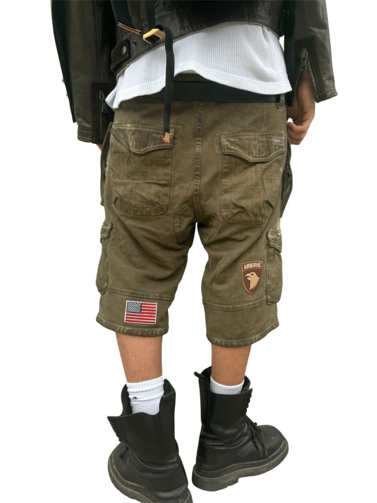 Image of 2000's Dolce & Gabbana Over-dyed Military cargo shorts.