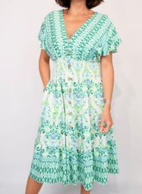 Image 2 of Maya - Angel Sleeve V Neck Aztec Midi Dress 