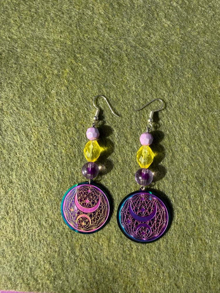 Image of ✨🌙💜 Purple moon earrings💜✨🌙