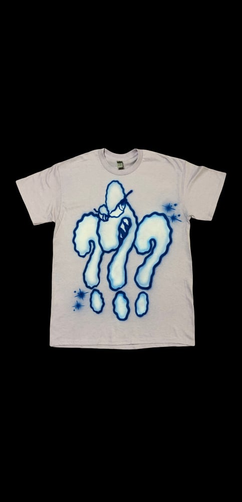 Image of AIRBRUSH TEE SIZE M WHITE/BLUE