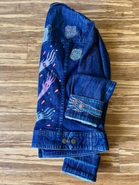 Image of All Seeing custom denim jacket. 