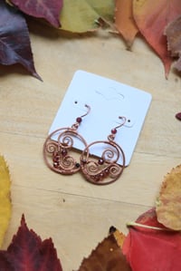 Image 2 of Woven Copper + Crystal Hoops
