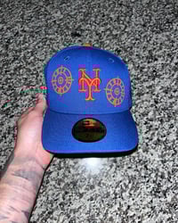 Image 3 of  1 of 1 ORANGE BRIM NY METS CUSTOM FITTED CAP