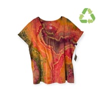 Image 1 of ♻️ UPCYCLED 2X PLUS V-Neck Tee in Tropical Geode Ice Dye