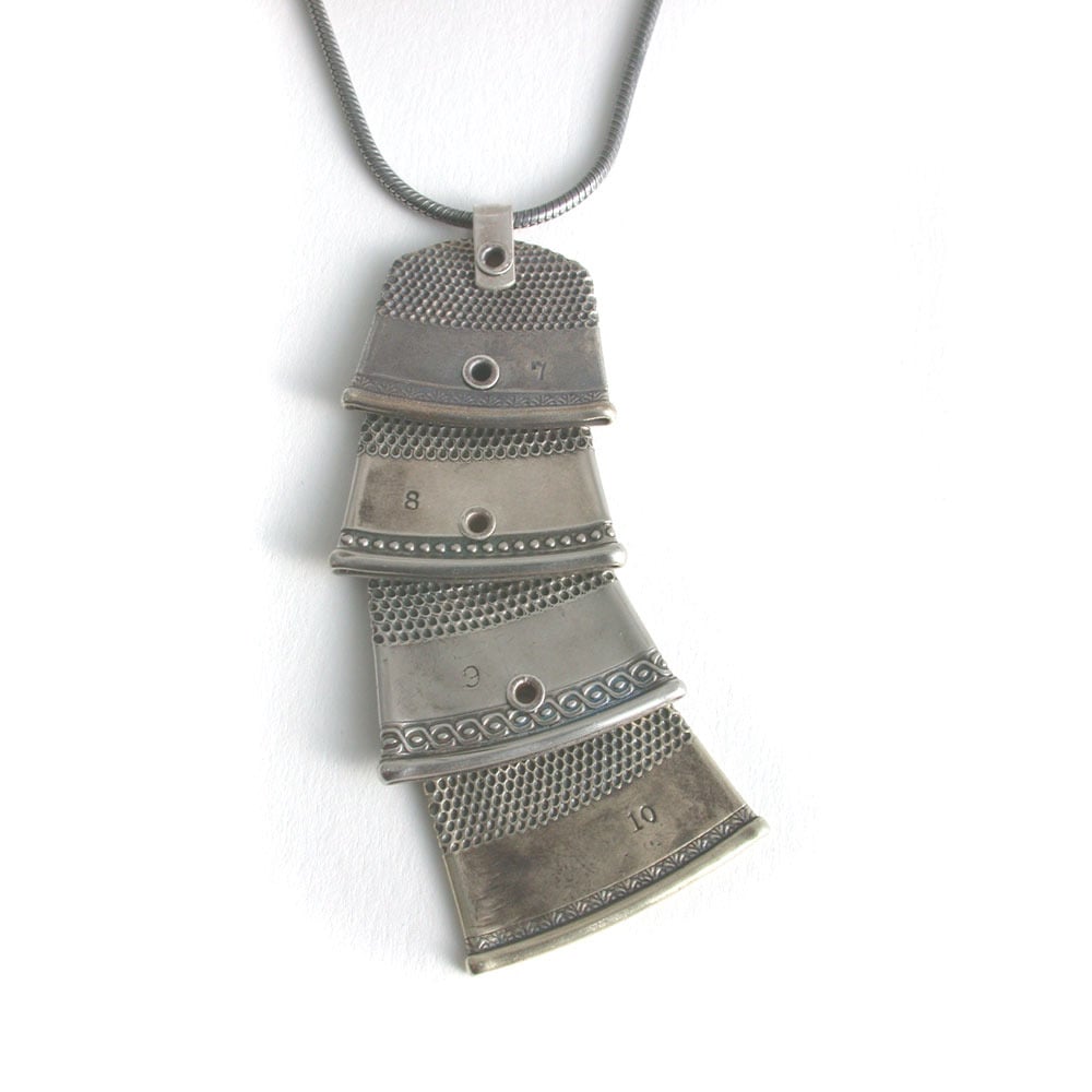 Image of 3 thimbles necklace ~silvery~