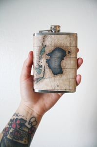 Image of Gorgeous Old World Map Flask