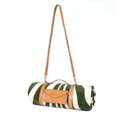 Image of Foliage Green Zebra Hide Beach Towel - Crossbody Strap