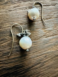 Image 13 of AAA cultured pearl earrings with champagne zircon fringe