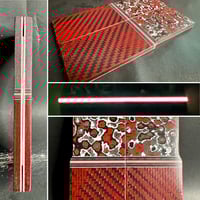 Image 1 of Red Fat Carbon & Red Carbon Fiber GLOW Segmented Knife Scales