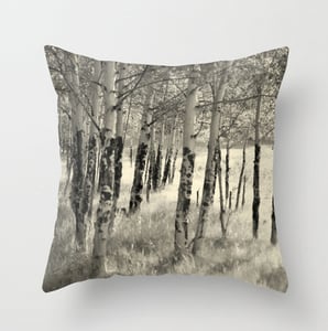 Image of Birch Trunks. Beautiful Colorado Trees Throw Toss Pillow by Brandi Fitzgerald