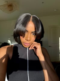 Image 7 of 10 inch YAKI LAYERED 13x6 LACE FRONT BOB WITH CURTAIN BANGS 
