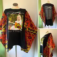 Image 1 of Upcycled “Dolly/Pure & Simple Tour” t-shirt kantha quilt poncho