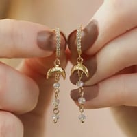 Image 1 of Lisa Angel Crystal Moon Huggie Earrings