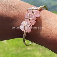 Image 5 of Raw Crystal Cuff Bangle Bracelets 