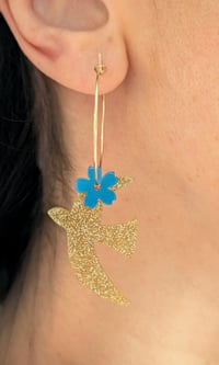 Image 1 of Boucles d'oreilles colombes glitter