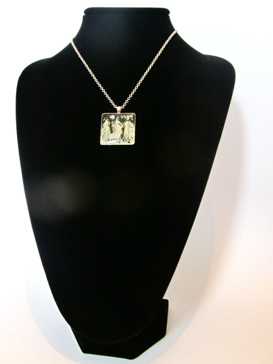 Winter Sparkles Stag Square Silver Pendant  * ON SALE - Was £25 now £12 *