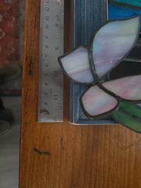 Image 3 of Stained glass rainbow panel with 3 D butterfly