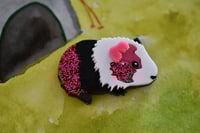 Image 2 of SECONDS- Guinea pig brooch - 	 black pink