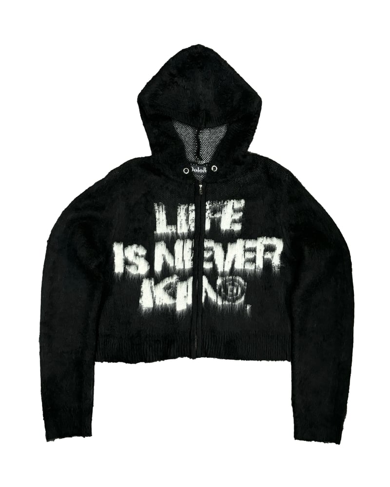 Image of DOLOR - Mohair Cropped Zip-Up Hoodie